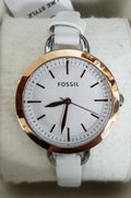 Fossil Classic Minute White Dial White Leather Strap Watch for Women - BQ3328