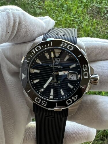 Tag Heuer Aquaracer Calibre 5 Automatic 41mm Black Dial Black Rubber Strap Watch for Men - WAY211A.FT6151