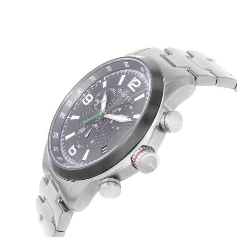 Gucci G Timeless Chronograph Grey Dial Silver Steel Strap Watch For Men - YA126238