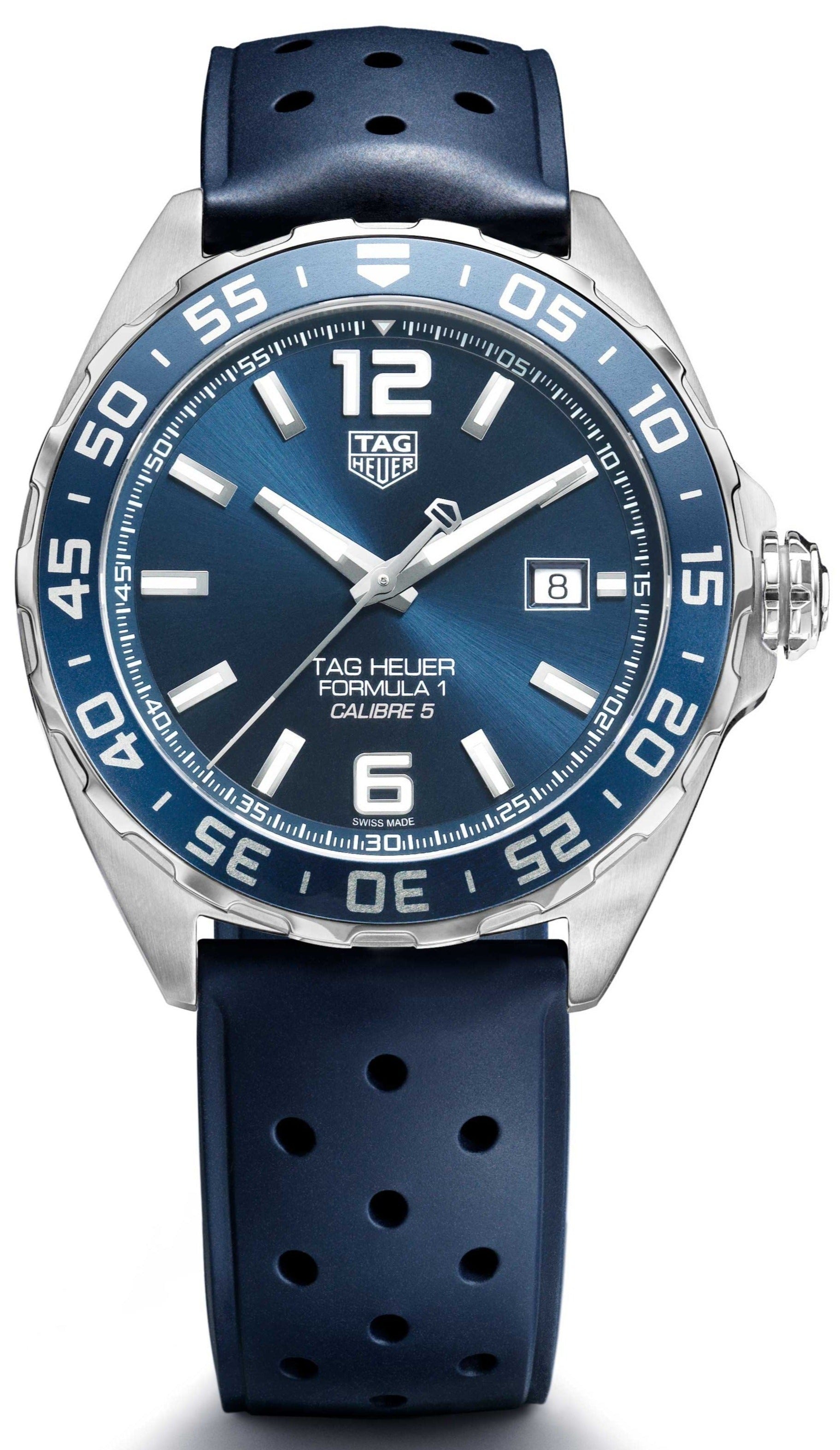 Tag Heuer Formula 1 Bucherer Blue Edition Blue Dial Blue Calfskin Strap Watch for Men - WAZ2015.FT8023