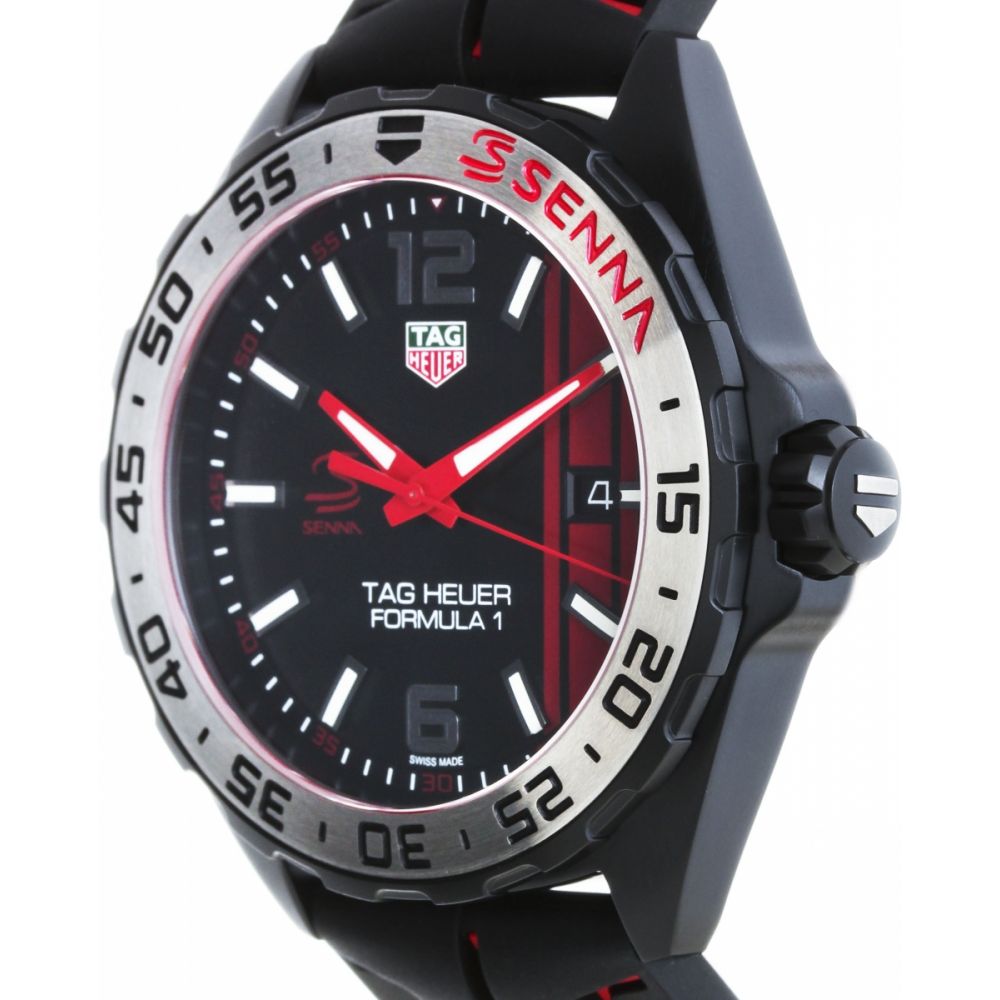 Tag Heuer Formula 1 Senna Special Edition Black Dial Two Tone Rubber Strap Watch for Men - WAZ1014.FT8027