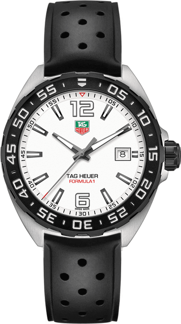 Tag Heuer Formula 1 Quartz White Dial Black Rubber Strap Watch for Men - WAZ1111.FT8023