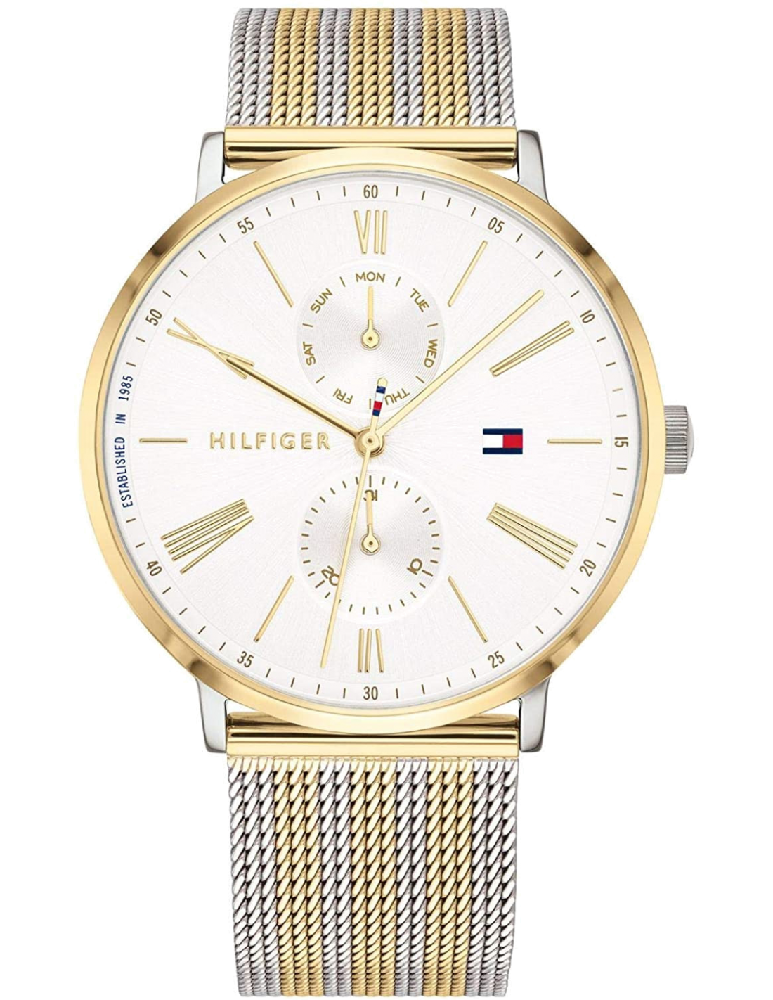 Tommy Hilfiger Jenna Quartz White Dial Two Tone Mesh Bracelet Watch for Women - 1782074