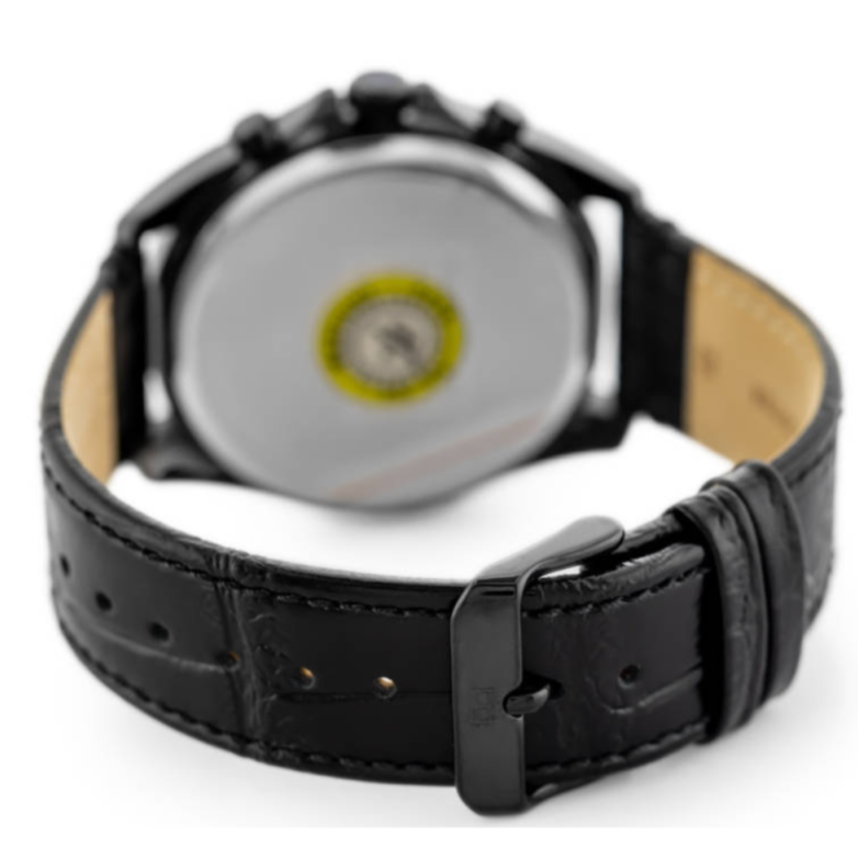 Tommy Hilfiger Baker Chronograph Black Dial Black Leather Strap Watch For Men - 1710452