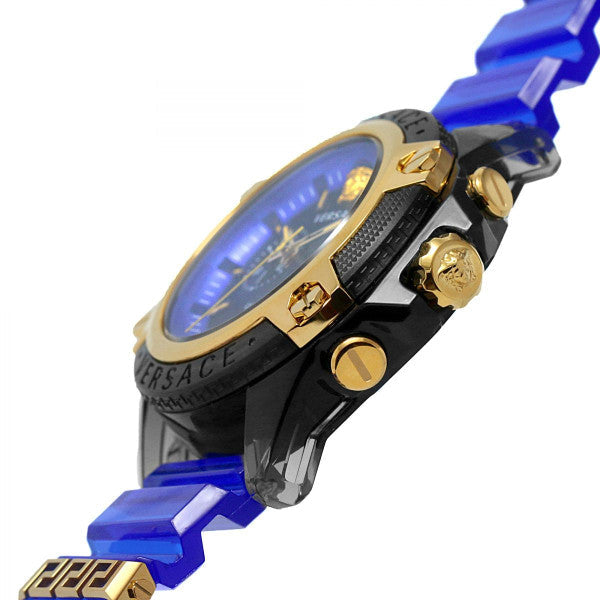 Versace Icon Active Chronograph Black Dial Blue Rubber Strap Watch For Men VEZ700521