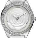 Guess Rosette Analog White Dial White Leather Strap Watch For Women - W75043L1