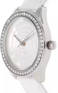 Guess Rosette Analog White Dial White Leather Strap Watch For Women - W75043L1