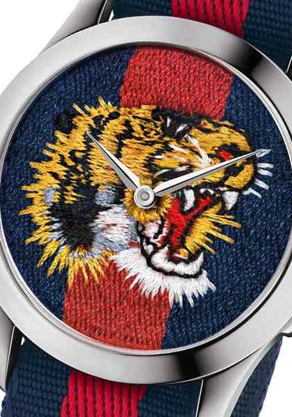 Gucci G Timless Le Marche Des Merveilles Blue & Red Dial Blue & Red Nylon Strap Unisex Watch - YA126495