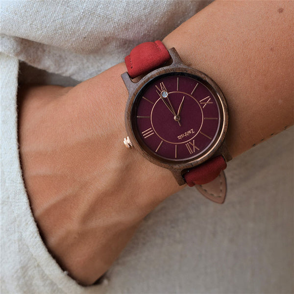 Fossil Jacqueline Burgundy Dial Burgundy Leather Strap Watch for Women - ES4099