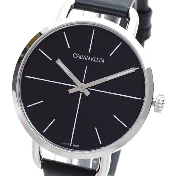 Calvin Klein Even Black Dial Black Leather Strap Watch for Women - K7B231CZ