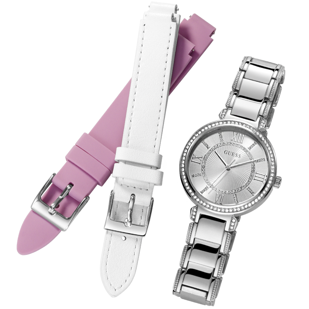 Guess Montage Quartz Silver Dial Silver Steel Strap Watch For Women - GW0588L2