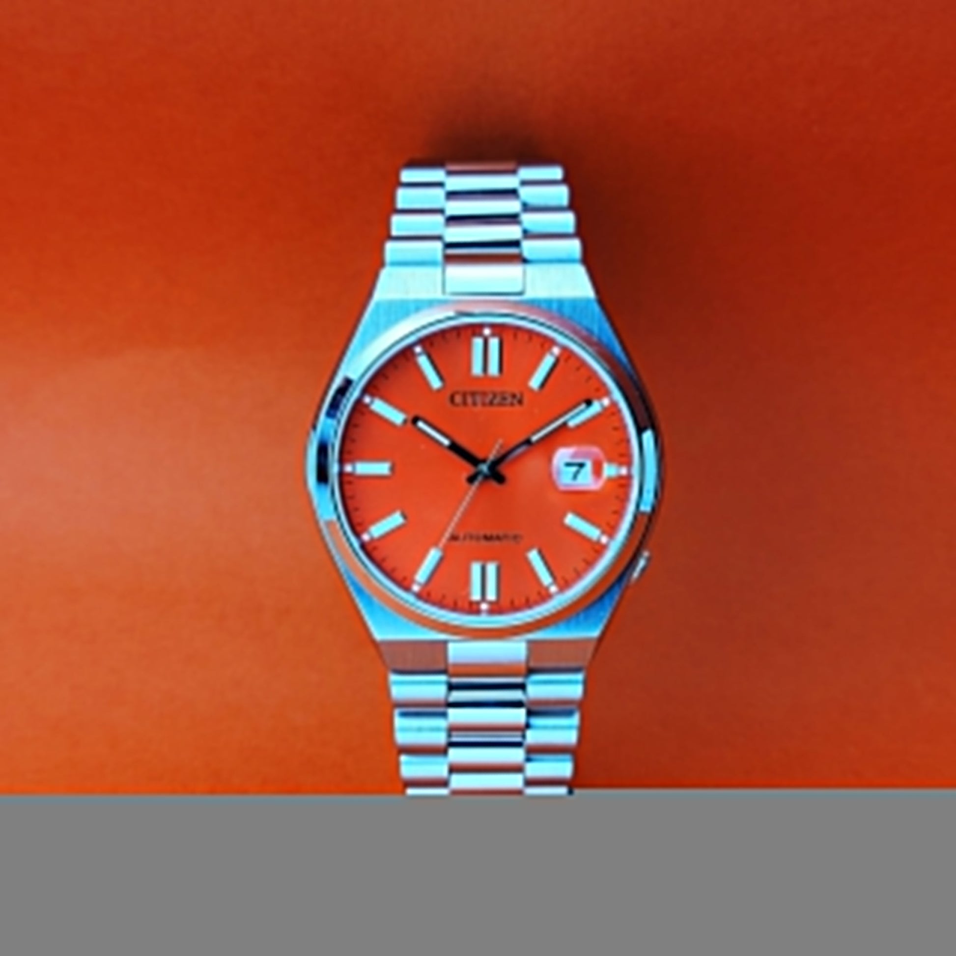 Citizen x Pantone Automatic Blazing Red Dial Silver Steel Strap Watch For Men - NJ0158-89W