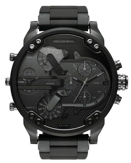 Diesel Mr Daddy 2.0 Chronograph Black Dial Black Steel Strap Watch For Men - DZ7396