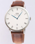 Daniel Wellington Dapper Durham White Dial Brown Leather Strap Watch For Men - DW00100116