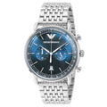 Emporio Armani Aviator Chronograph Blue Dial Silver Steel Strap Watch For Men - AR11238