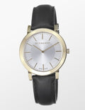 Burberry The City Gold Dial Black Leather Strap Watch for Men - BU2353