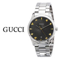 Gucci G Timeless Black Dial Silver Steel Strap Watch For Women - YA1264029A