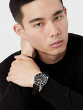 Emporio Armani Meccanico Automatic Black Dial Black Silicone Strap Watch For Men - AR60062