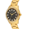 Guess Sparkler Diamonds Black Dial Gold Steel Strap Watch for Women - GW0111L2