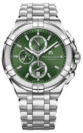 Maurice Lacroix Aikon Chronograph Green Dial Silver Steel Strap Watch For Men - AI1018-SS002-630-1