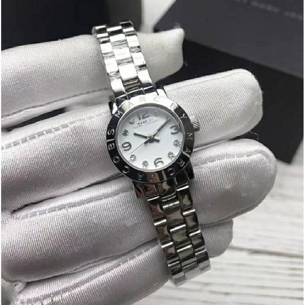 Marc Jacobs Amy Dinky White Dial Silver Steel Strap Watch for Women - MBM3225