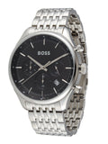 Hugo Boss Gregor Chronograph Black Dial Silver Steel Strap Watch For Men - 1514082