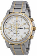 Fossil Dean Chronograph White Dial Silver Steel Strap Watch for Men - FS4795