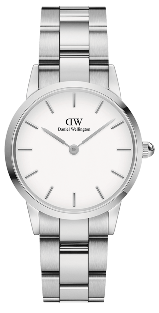 Daniel Wellington Iconic Link White Dial Silver Steel Strap Watch for Women - DW00100203