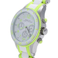 Marc Jacobs Rock Chronograph White Dial White & Green Silicone Strap Watch for Women - MBM2592