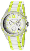 Marc Jacobs Rock Chronograph White Dial White & Green Silicone Strap Watch for Women - MBM2592