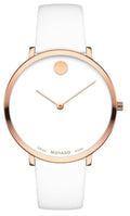 Movado Museum 70th Anniversary Special Edition White Dial White Leather Strap Watch For Women - 0607139