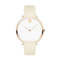 Movado Museum 70th Anniversary Special Edition White Dial White Leather Strap Watch For Women - 0607139
