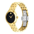 Movado Museum Classic Quartz Black Dial Gold Steel Strap Watch For Women - 0607005