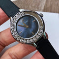 Swarovski Lovely Crystals Mother of Pearl Black Dial Black Leather Strap Watch for Women - 5242898