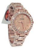 Fossil Jesse Crystal Rose Gold Dial Rose Gold Steel Strap Watch for Women - ES3020