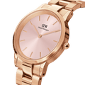 Daniel Wellington Iconic Link Pink Dial Rose Gold Steel Strap Watch For Women - DW00100335
