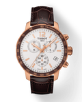 Tissot Quickster Chronograph 42mm White Dial Brown Leather Strap Watch For Men - T095.417.36.037.00
