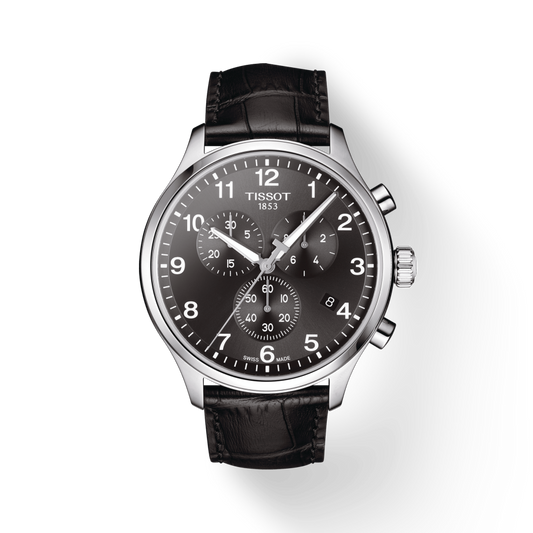 Tissot Chrono XL Classic Black Dial Black Leather Strap Watch For Men - T116.617.16.057.00