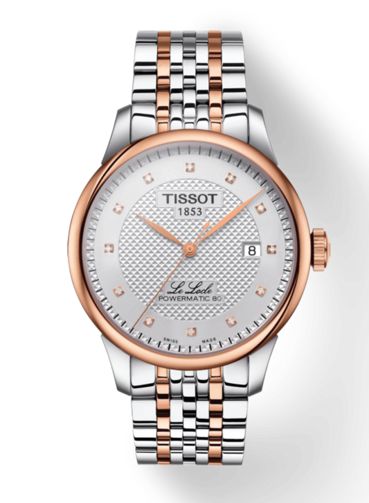 Tissot Le Locle Powermatic 80 Diamonds Silver Dial Two Tone Steel Strap Watch For Men - T006.407.22.036.01