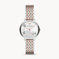 Emporio Armani Silver Sunray Dial Two Tone Steel Strap Watch For Women - AR11113