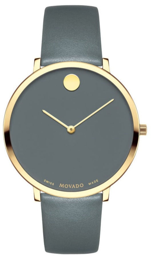 Movado 70th Anniversary Special Edition Grey Dial Grey Leather Strap Watch For Women - 0607140