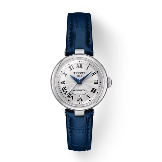 Tissot Bellissima Automatic Silver Dial Blue Leather Strap Watch For Women - T126.207.16.013.00