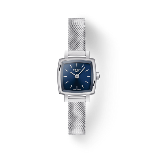 Tissot Lovely Square Blue Dial Silver Mesh Bracelet Watch For Women - T058.109.11.041.00