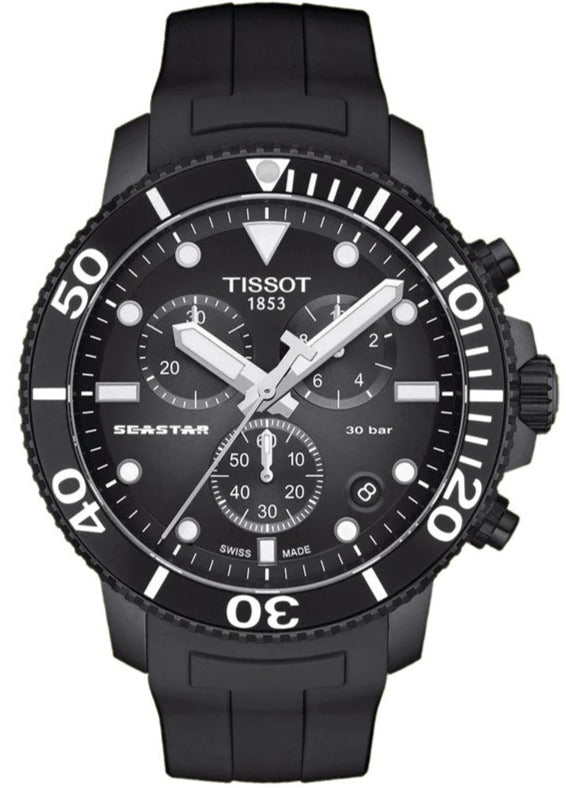 Tissot Seastar 1000 Chronograph Black Dial Black Rubber Strap Watch For Men - T120.417.37.051.02