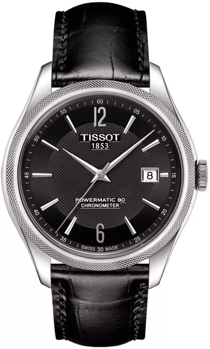 Tissot Ballade Powermatic 80 Cosc Black Dial Black Leather Strap Watch For Men - T108.408.16.057.00