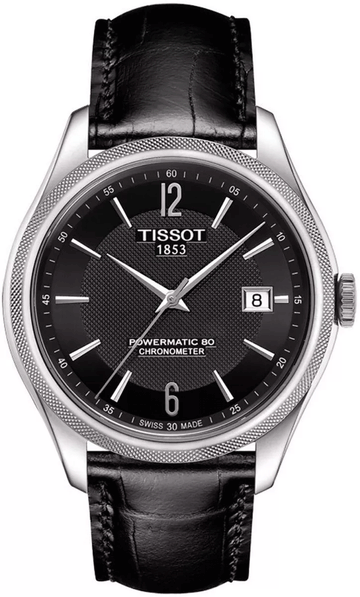 Tissot Ballade Powermatic 80 Cosc Black Dial Black Leather Strap Watch For Men - T108.408.16.057.00