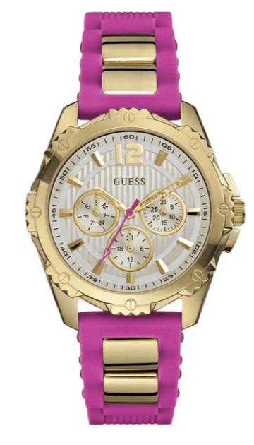 Guess Intrepid White Dial Two Tone Silicon Strap Watch For Women - W0325L3