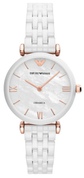 Emporio Armani Ceramica Mother of Pearl Dial White Ceramic Strap Watch For Women - AR1486