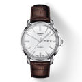 Tissot Automatics III Steel White Dial Brown Leather Strap Watch For Men - T065.430.16.031.00