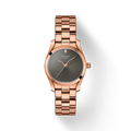 Tissot T Wave Anthracite Dial Rose Gold Steel Strap Watch For Women - T112.210.33.061.00